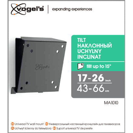 Uchwyt ścienny Vogels MA1010-A1 z funkcją nachylenia, do monitorów 17-26", maksymalne obciążenie 30 kg, Kolor Czarny. Gwarancja: 24 mc. - 5