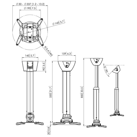 Кронштейн sufitowy для projektora Vogels PPC1555W - 3