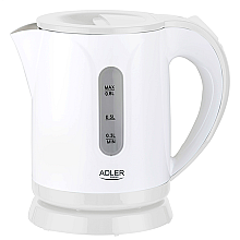 Adler | Czajnik | AD 1371w | Elektryczny | 850 W | 0,8 L | Stal nierdzewna/Polipropylen | Podstawa obrotowa 360° | Biały