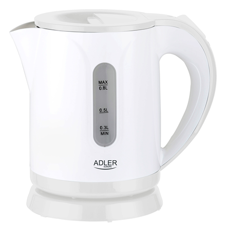 Adler | Czajnik | AD 1371w | Elektryczny | 850 W | 0,8 L | Stal nierdzewna/Polipropylen | Podstawa obrotowa 360° | Biały - 1