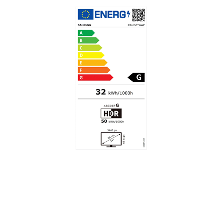 Samsung | LC34G55TWWPXEN | 34 " | VA | UWQHD | 21:9 | 1 ms | 250 cd/m² | Czarny | Porty HDMI w ilości 1 | 165 Hz - 5