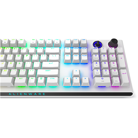 Klawiatura do gier Dell Alienware Tri-Mode AW920K bezprzewodowa z podświetleniem RGB LED, US, Lunar Light, Bluetooth, klawiatura numeryczna, CHERRY MX Red. Dzięki bezprzewodowemu połączeniu zapewnia s - 9