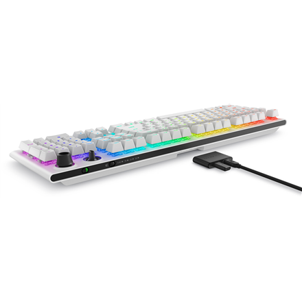 Klawiatura do gier Dell Alienware Tri-Mode AW920K bezprzewodowa z podświetleniem RGB LED, US, Lunar Light, Bluetooth, klawiatura numeryczna, CHERRY MX Red. Dzięki bezprzewodowemu połączeniu zapewnia s - 7