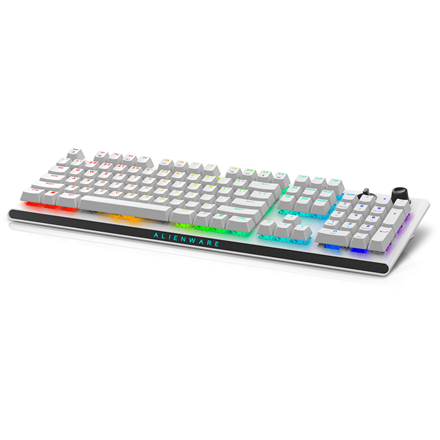 Klawiatura do gier Dell Alienware Tri-Mode AW920K bezprzewodowa z podświetleniem RGB LED, US, Lunar Light, Bluetooth, klawiatura numeryczna, CHERRY MX Red. Dzięki bezprzewodowemu połączeniu zapewnia s - 1