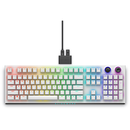 Klawiatura do gier Dell Alienware Tri-Mode AW920K bezprzewodowa z podświetleniem RGB LED, US, Lunar Light, Bluetooth, klawiatura numeryczna, CHERRY MX Red. Dzięki bezprzewodowemu połączeniu zapewnia s - 4