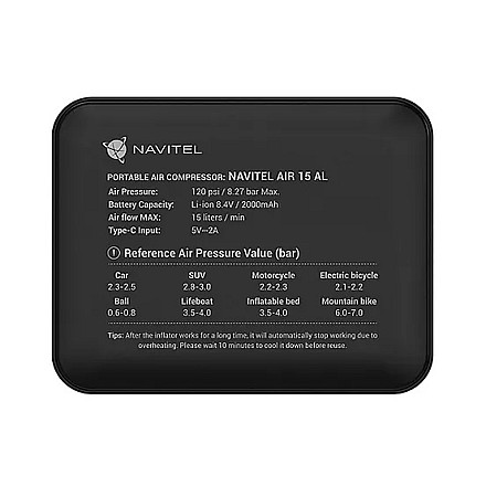 Navitel | 120 PSI / 8.27 bar | Przenośna Kompresor powietrza AIR 15 AL | Kompresor Powietrza - 5