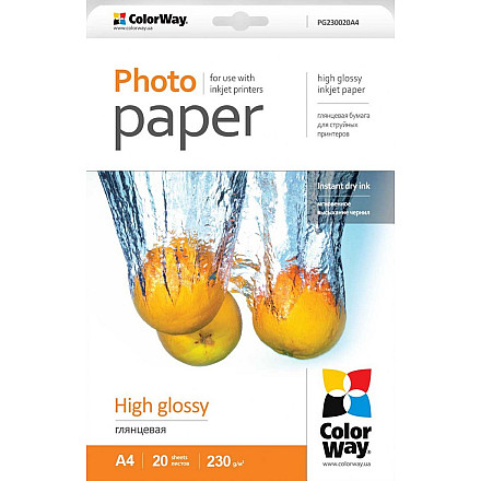 ColorWay | Фотопаперу 20 шт. | PG230020A4 | 230 г/м² | A4 | Глянцевий - 2