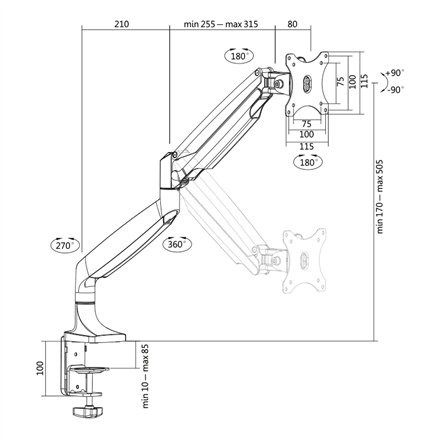 Logilink | Uchwyt biurkowy | BP0042 | 13-32 " | Maksymalna waga (udźwig) 9 kg | Srebrny - 7