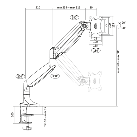 Logilink | Uchwyt biurkowy | BP0042 | 13-32 " | Maksymalna waga (udźwig) 9 kg | Srebrny - 2