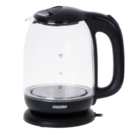 Mesko | Czajnik | MS 1302b | Elektryczny | 2200 W | 1,7 L | Szklany | Podstawa obrotowa 360° | Czarny - 2