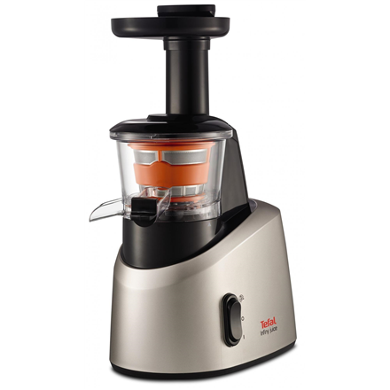 Повільна соковижималка TEFAL ZC255B38, 200 Вт, Срібна/Чорна, Великий отвір для завантаження фруктів, 2 швидкості, 82 об./хв. Гарантія 24… - 1