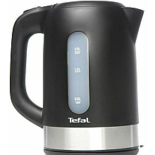 Електричний чайник TEFAL KO330830 потужністю 2400 W та ємністю 1,7 L, виготовлений з пластику, з обертовою основою 360°, чорного кольору