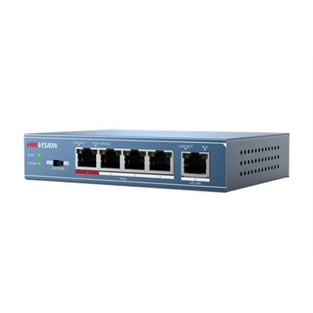 Hikvision Комутатор DS-3E0105P-E Безтехнічного обслуговування Стаціонарний 4 порти 10/100 Mbps (RJ-45) 1 порт 1 Gbps (RJ-45) 4 порти PoE… - 4