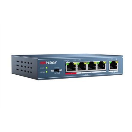 Hikvision Комутатор DS-3E0105P-E Безтехнічного обслуговування Стаціонарний 4 порти 10/100 Mbps (RJ-45) 1 порт 1 Gbps (RJ-45) 4 порти PoE… - 6