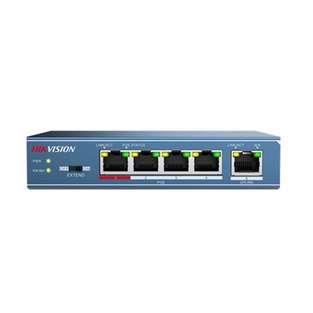 Hikvision Комутатор DS-3E0105P-E Безтехнічного обслуговування Стаціонарний 4 порти 10/100 Mbps (RJ-45) 1 порт 1 Gbps (RJ-45) 4 порти PoE… - 5