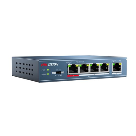 Hikvision Комутатор DS-3E0105P-E Безтехнічного обслуговування Стаціонарний 4 порти 10/100 Mbps (RJ-45) 1 порт 1 Gbps (RJ-45) 4 порти PoE… - 3