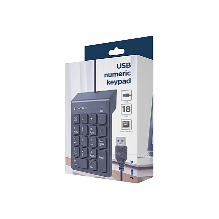Клавіатура numeryczna USB Gembird KPD-U-03 з przewodem - Клавіатура numeryczna, kabel, kolor чорний. - 3
