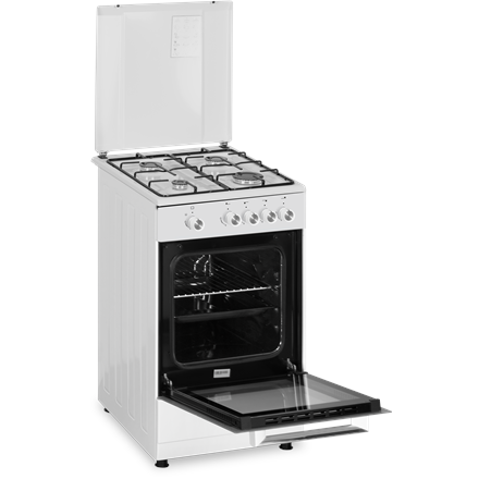 Kuchenka gazowa Simfer 4401SGRBB.1 | Kompaktowy piekarnik | Kolor biały | Szerokość 50 cm | Głębokość 55 cm | Pojemność 49 L - 4