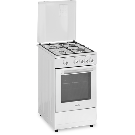 Kuchenka gazowa Simfer 4401SGRBB.1 | Kompaktowy piekarnik | Kolor biały | Szerokość 50 cm | Głębokość 55 cm | Pojemność 49 L - 2