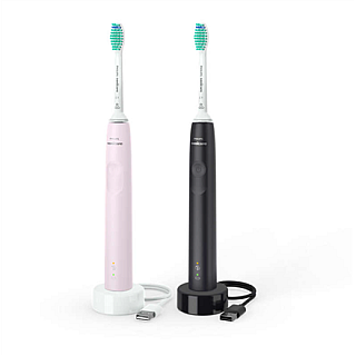 Philips | Sonicare Електрична Щітка HX3675/15 для чищення зубів, Чорна/Рожева - 2 щітки, звукова технологія, акумуляторна, для дорослих, 1…
