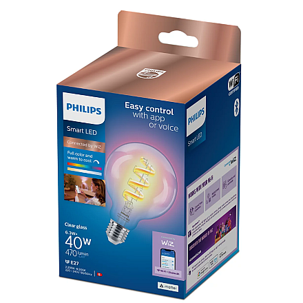 WiZ Philips Smart WiFi Filament Clear G95 E27 6.3W 470Lm RGB Wizarding World - 2
