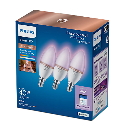 WiZ Philips Smart WiFi Candle C37 E14 4.9W 470Lm RGB, 3pcs pack Wizarding World - 2