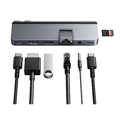 HiperDrive DUO PRO 7-в-2 USB-C Hub для MacBook Air/Pro 2016-2020 | Порти Ethernet LAN (RJ-45) 1 | Кількість портів HDMI 1 - 6