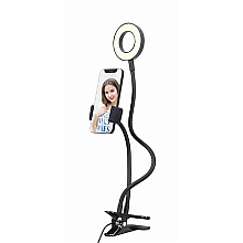 Światło pierścienia do selfie Gembird z uchwytem na telefon | Gembird LED-RING4-PH-01 | Regulacja jasności | Metal + ABS | Czarny | Idealne do transmisji na żywo | Oświetlenie do wideo i zdjęć