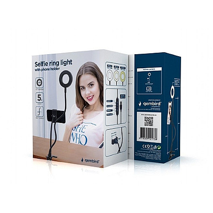 Światło pierścienia do selfie Gembird z uchwytem na telefon | Gembird LED-RING4-PH-01 | Regulacja jasności | Metal + ABS | Czarny | Idealne do transmisji na żywo | Oświetlenie do wideo i zdjęć - 6
