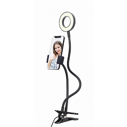 Światło pierścienia do selfie Gembird z uchwytem na telefon | Gembird LED-RING4-PH-01 | Regulacja jasności | Metal + ABS | Czarny | Idealne do transmisji na żywo | Oświetlenie do wideo i zdjęć - 4