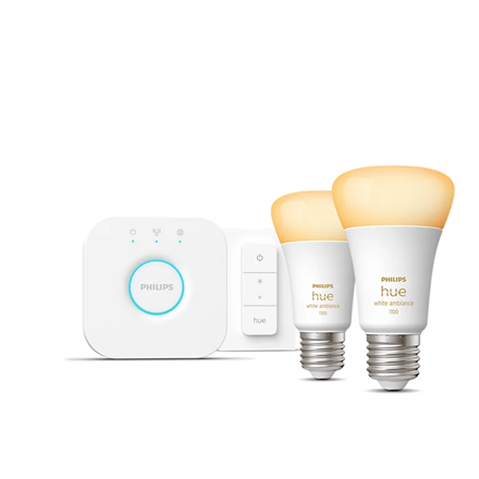 Zestaw startowy HueWA: 2 sztuki żarówek, mostek, przełącznik | E27 | 11 W | Jasne światło od ciepłej do zimnej bieli, 2200-6500K | Bluetooth i Zigbee - 1