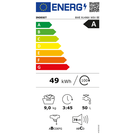 Пральна машина INDESIT BWE 91496X WSV EE 9kg 1400 обр./хв Біла - 6