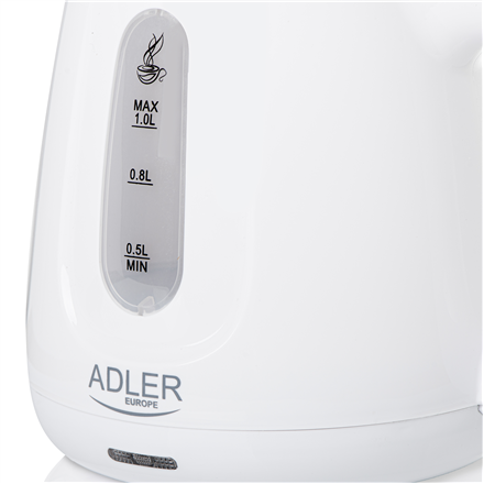Czajnik Adler | AD 1373 | Elektryczny | 850 W | Pojemność 1 L | Polipropylen | Podstawa 360° | Biały - 4
