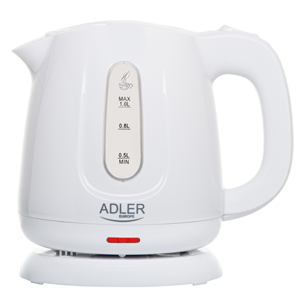Czajnik Adler | AD 1373 | Elektryczny | 850 W | Pojemność 1 L | Polipropylen | Podstawa 360° | Biały - 1
