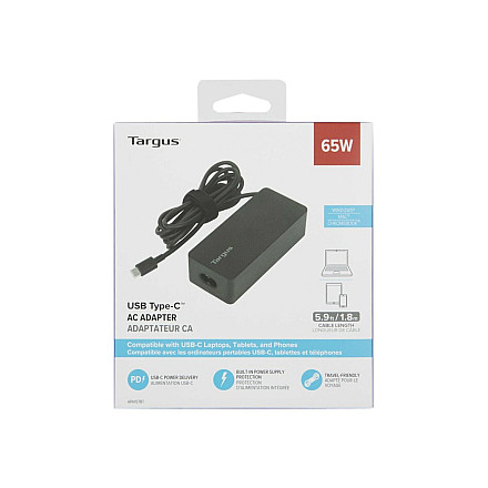 Targus 65 W USB-C PD Charger - For Laptops or Power Pass-Thru Docks Targus - 4