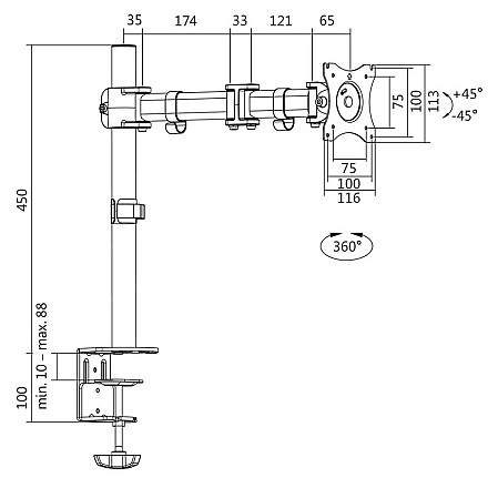 Logilink | Desk Mount | BP0021 | 13-27 " | Maksymalna waga (udźwig) 8 kg - 8
