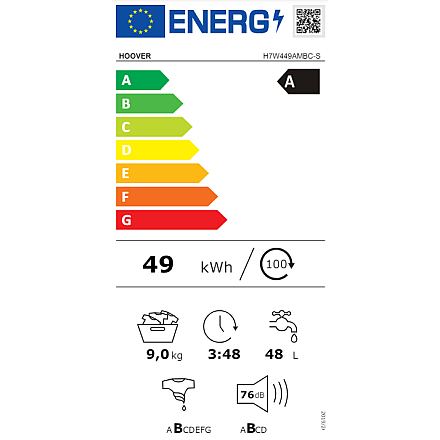 Hoover Пральна машина H7W449AMBC-S Клас енергетичної ефективності A - 9