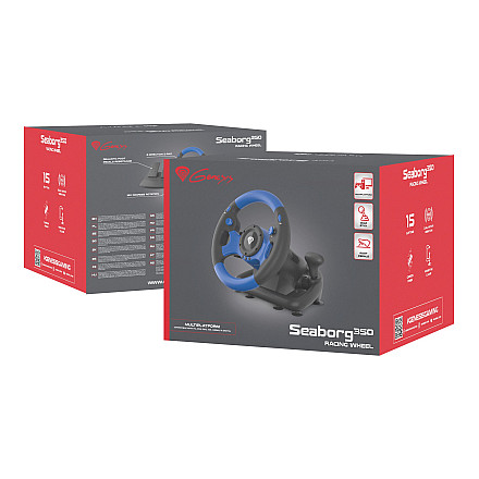 Steering wheel for game Genesis Seaborg 350 | blue-black | racing wheel - 14