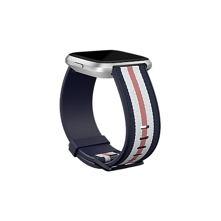 Woven hybrid strap Fitbit Versa-Lite, large, navy/pink | Woven hybrid strap Fitbit Versa is made of woven polyester material on top and… - 2