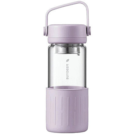 BUYDEEM Szklana butelka z zaparzaczem 350 ml, CD1008, Petal Purple - 1