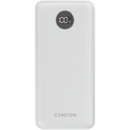 CANYON Powerbank PB-2002 LED 20000 mAh PD 20W QC 3.0 Biały - 1