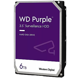 HDD Video Surveillance WD Purple 6TB CMR, 3.5'', 256MB, SATA 6Gbps, TBW:180