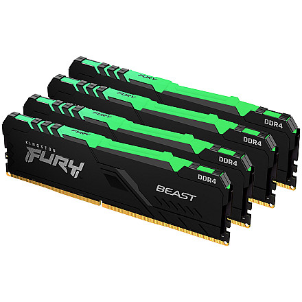 Kingston 32GB 3600MT/s DDR4 CL17 DIMM (Kit of 4) FURY Beast RGB, EAM: 740617337433 - 1