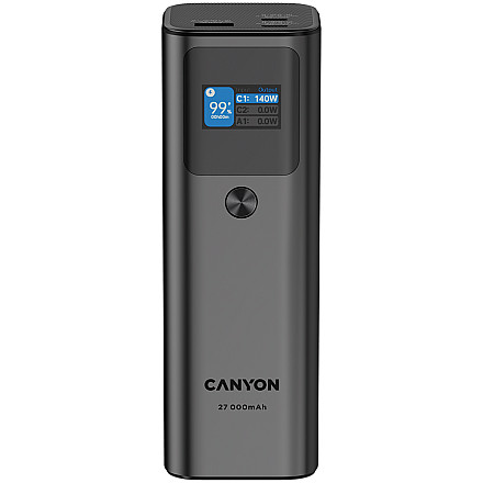 CANYON Powerbank PB-2010 TFT 27000 mAh 140W QC3.0 Grafitowy - 1