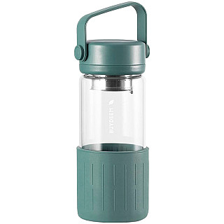 BUYDEEM Скляна пляшка з заварником 300мл, DG42, Cozy Greenish