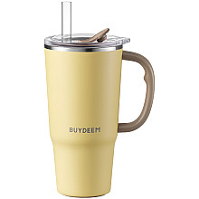 BUYDEEM Kubek termiczny ze з трубочкою 700 ml, DS57, Mellow Yellow
