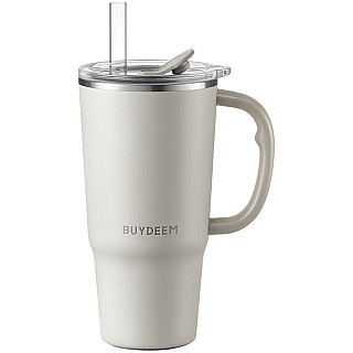 BUYDEEM Kubek termiczny ze з трубочкою 700 ml, DS57, Oat White