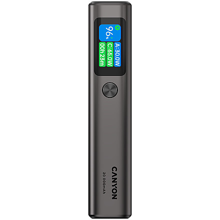 CANYON Powerbank OnPower 230 TFT 20000 mAh PD130W Grafitowy - 1