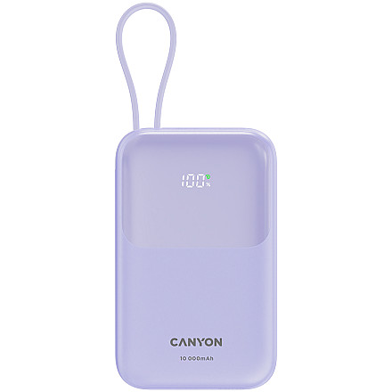 CANYON Power Bank OnPower 101 z kablem 10000 mAh PD22.5W Fiolet - 1