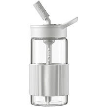 BUYDEEM Szklana butelka ze з трубочкою 500 ml, CD1017, Oat White